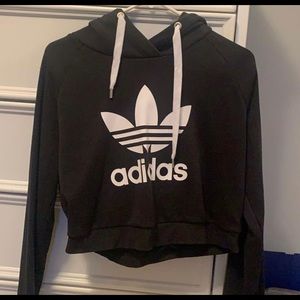 Adidas crop black and white hoodie